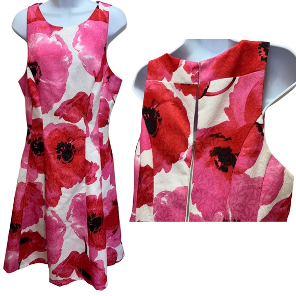 Maggy London Dresses & Skirts - Maggy London NWT Flower Print Floral Sleeveless Pink White Dress Womens 16